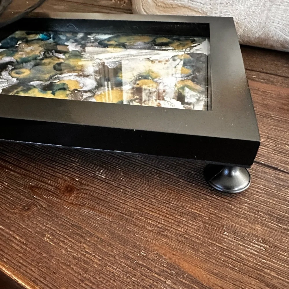 Hand Crafted Black and Gold Decorative vanity accent Tray